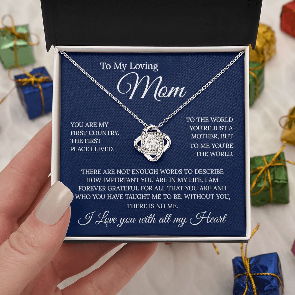 To My Loving Mom - You Are The World, Love Knot Necklace