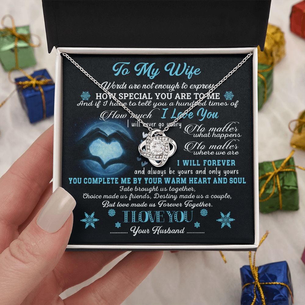 Wife Warm Heart And Soul, Love Knot Necklace, Romantic Gift For Wife
