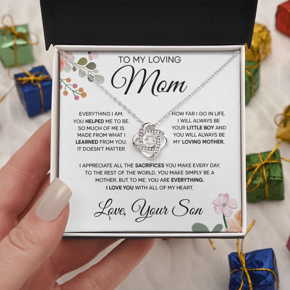To My Loving Mom - Love You With All My Heart, Love Knot Necklace