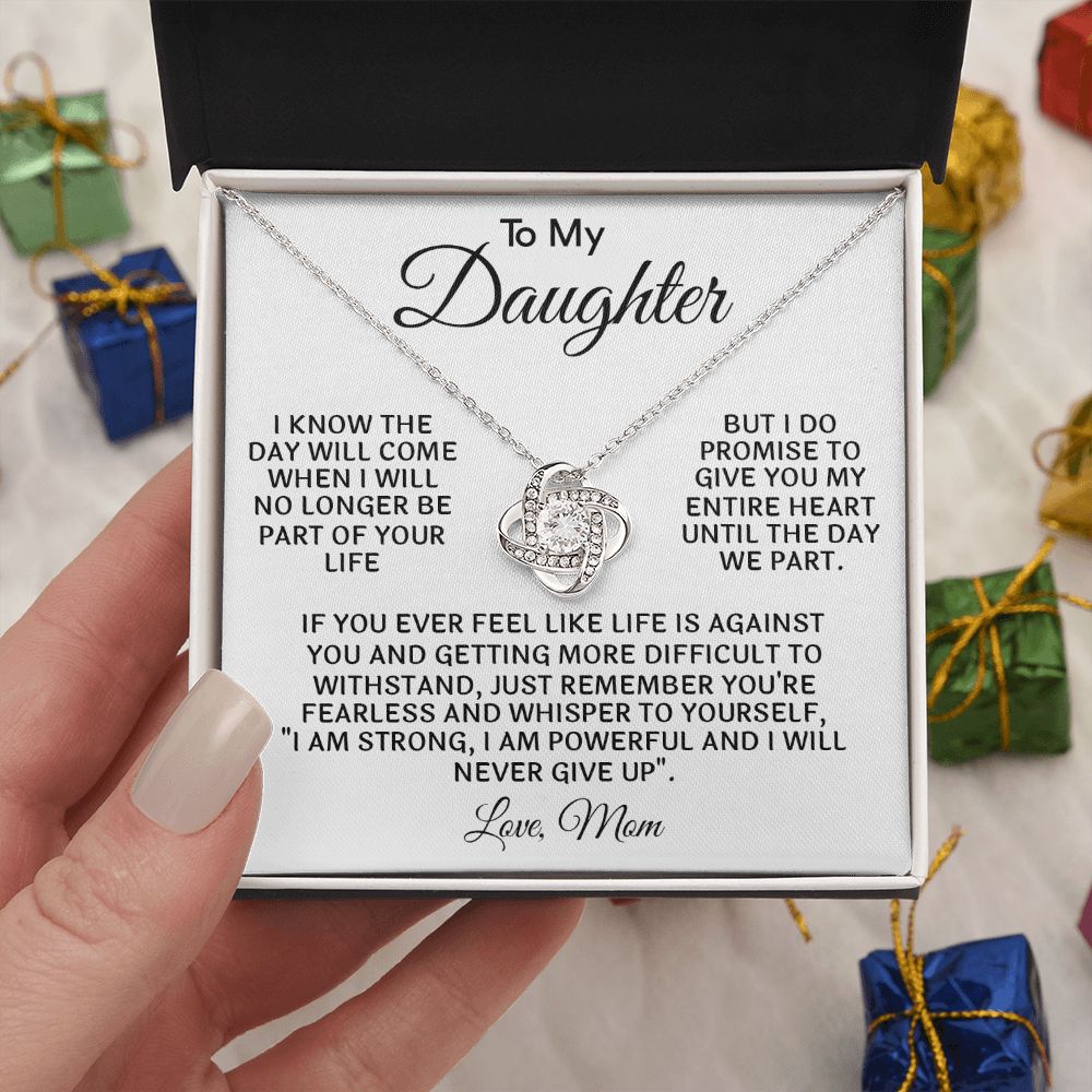 To My Daughter - Never Give Up, Love Knot Necklace