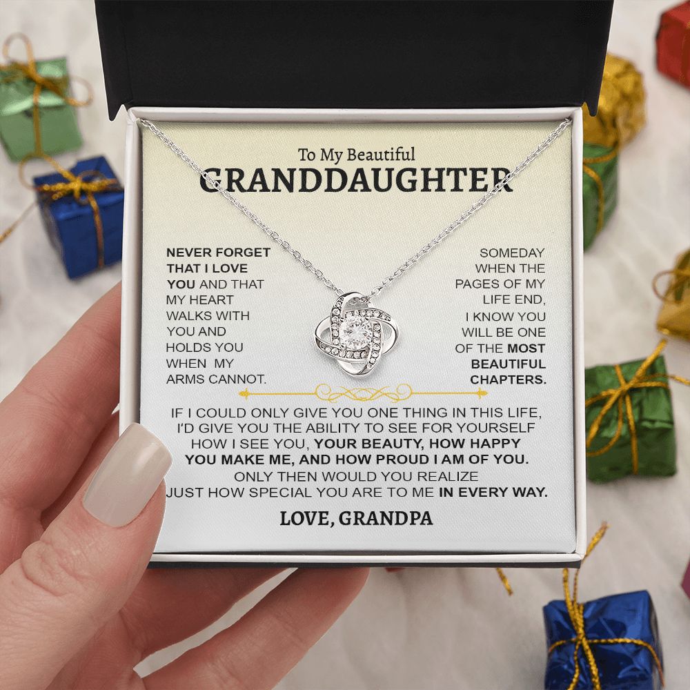 Granddaughter How Proud I Am Of You, Love Knot Necklace, Gift For Granddaughter From Grandpa