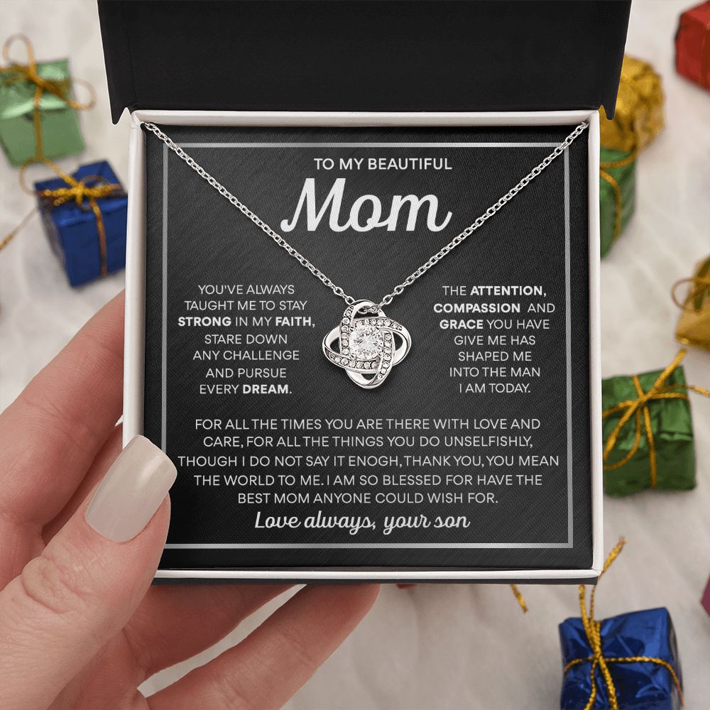 To My Mom - The Best Mom Anyone Could Wish For, Love Knot Necklace Gift