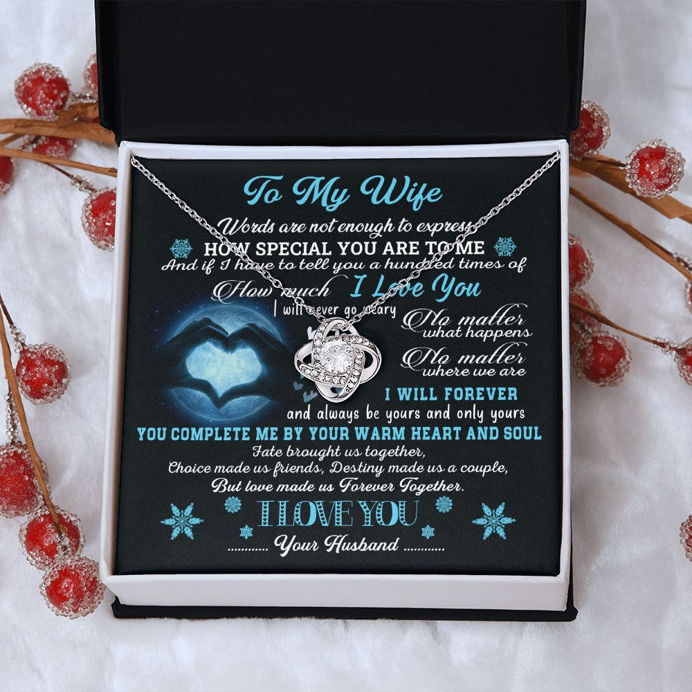 Wife Warm Heart And Soul, Love Knot Necklace, Romantic Gift For Wife