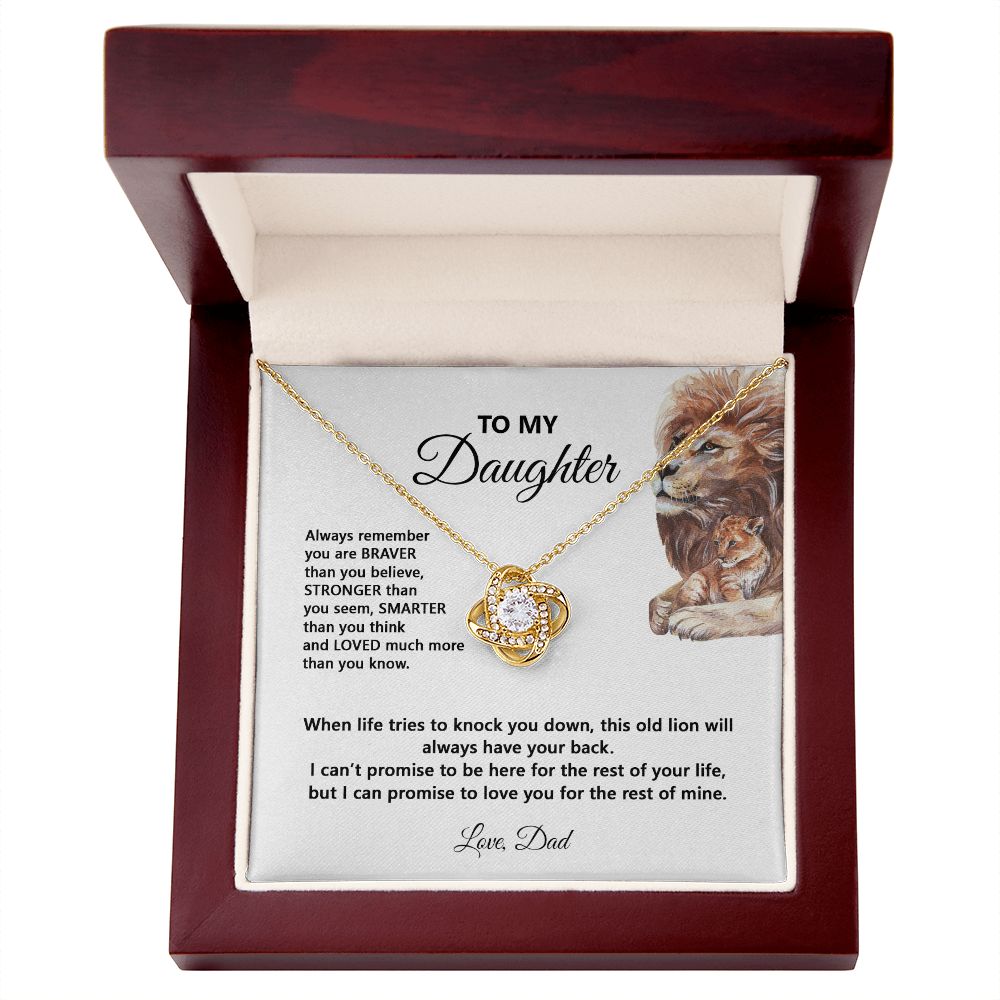 Daughter When Life Tries To Knock You Down | Gift For Daughter From Dad | Love Knot Necklace