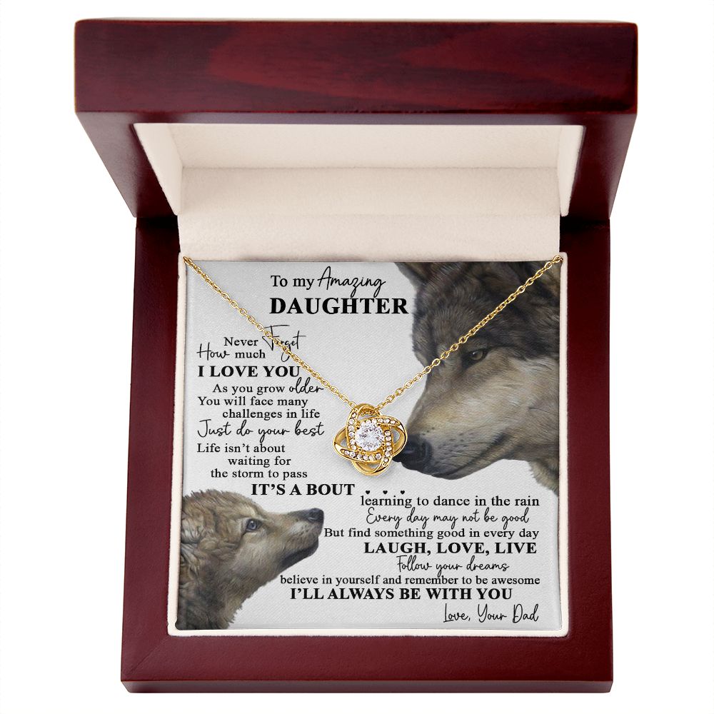 To My Amazing Daughter | Laugh Love Live | Love Knot Necklace Gift From Dad