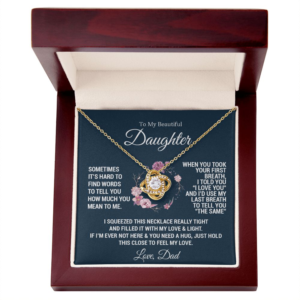 To My Daughter | When you took your first breath | Version Blue | Love Knot Necklace