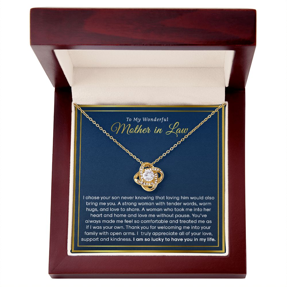 To My Mother In Law - I Am So Lucky To Have You In My Life, Love Knot Necklace Gift for Mom