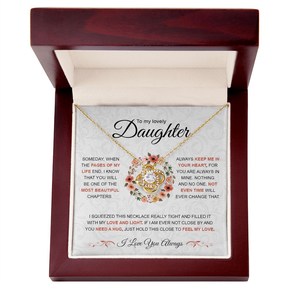 Daughter The Pages Of My Life | Best Gift For Your Daughter | Love Knot Necklace