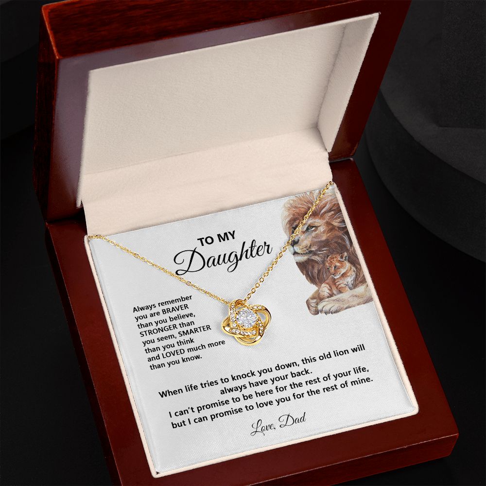 Daughter When Life Tries To Knock You Down | Gift For Daughter From Dad | Love Knot Necklace