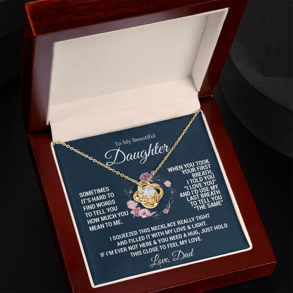 To My Daughter | When you took your first breath | Version Blue | Love Knot Necklace