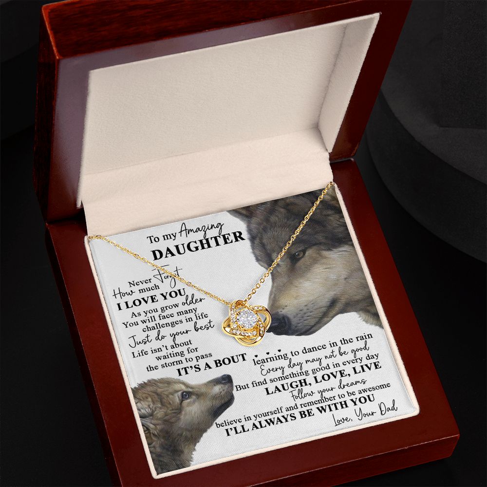 To My Amazing Daughter | Laugh Love Live | Love Knot Necklace Gift From Dad