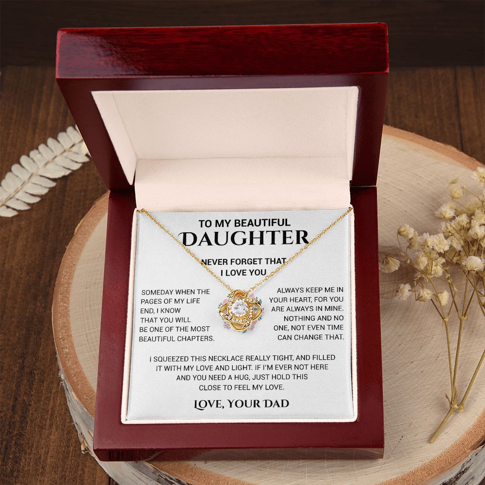 Daughter Feel My Love, Love Knot Necklace, Gift For Daughter From Dad, Christmas Gift Idea
