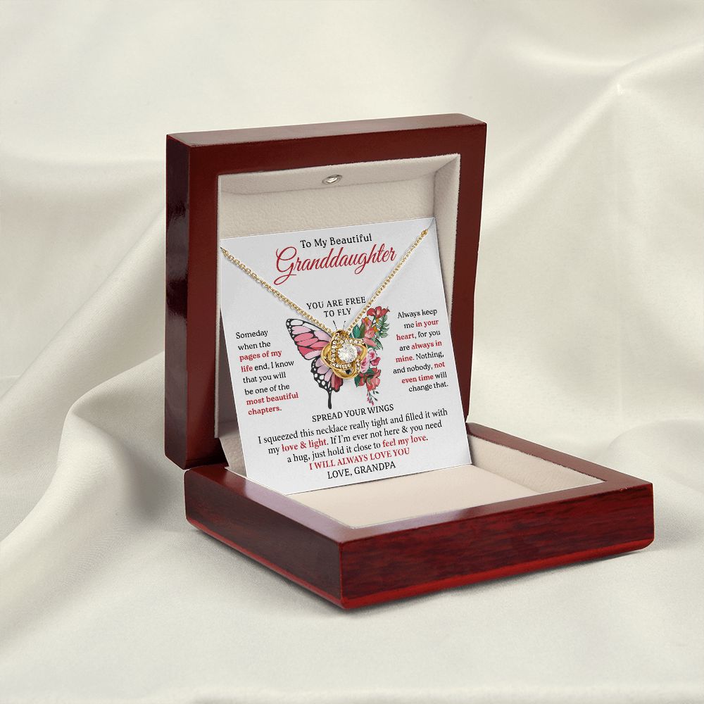 To My Granddaughter, Most Beautiful Chapter, Love Knot Necklace Gift