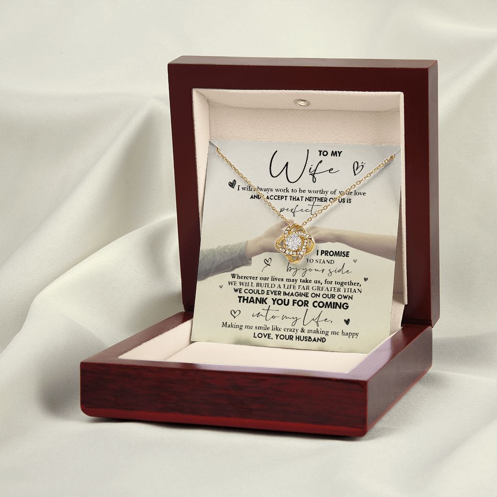Wife Thank You For Coming, Love Knot Necklace, Romantic Gift For Wife From Husband