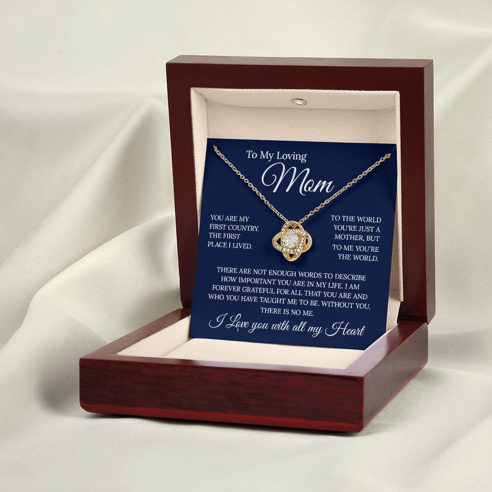 To My Loving Mom - You Are The World, Love Knot Necklace