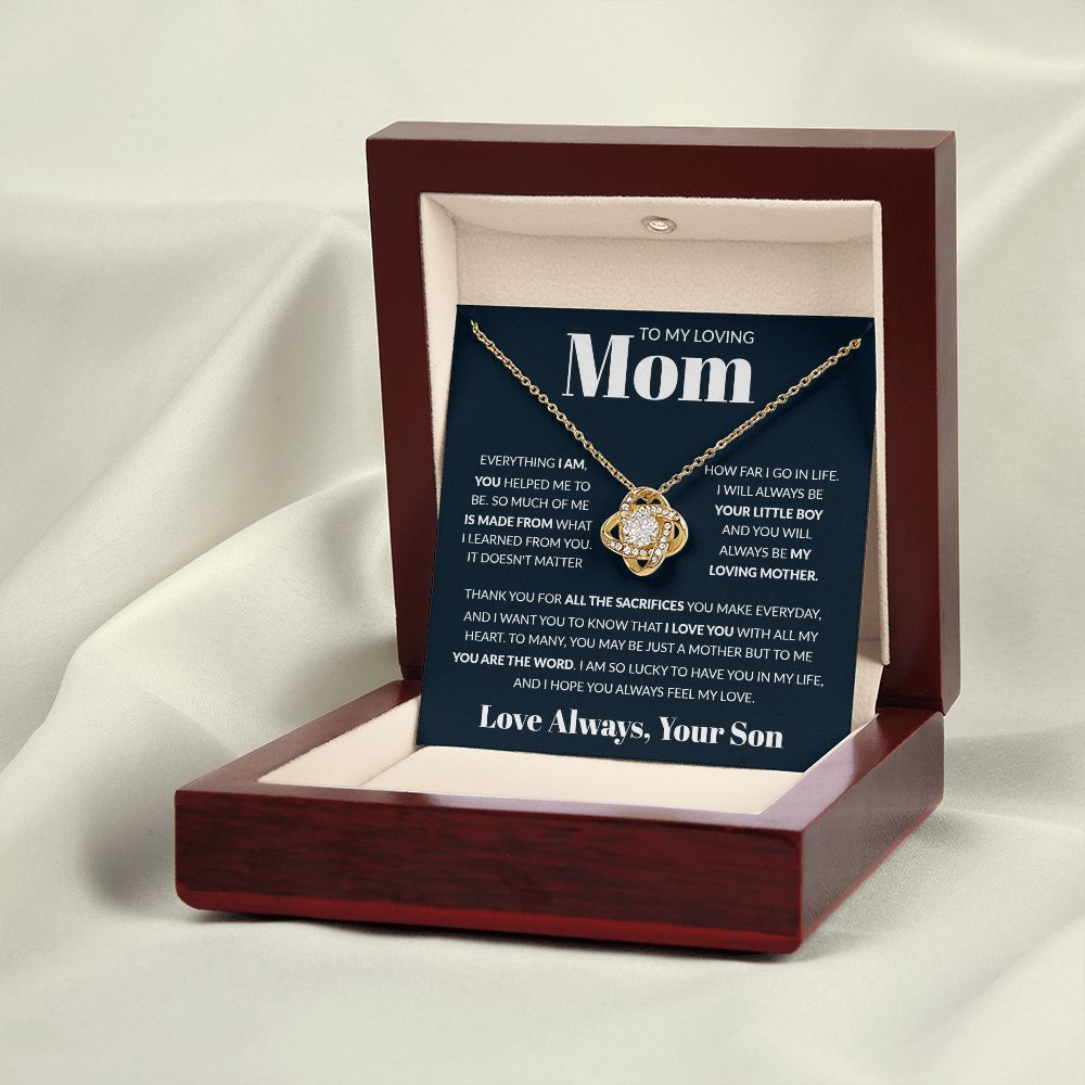 To My Loving Mom - You Are The World, Love Knot Necklace