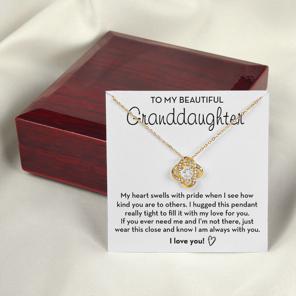 To My Beautiful Granddaughter - I Am Always With You, Love Knot Necklace