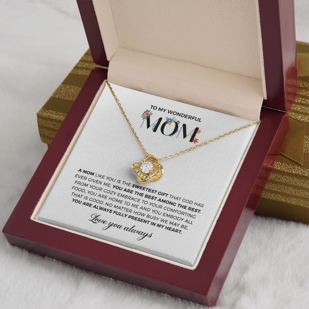 Mom Sweetest Gift, Love Knot Necklace, Anniversary Gift Idea For Mom
