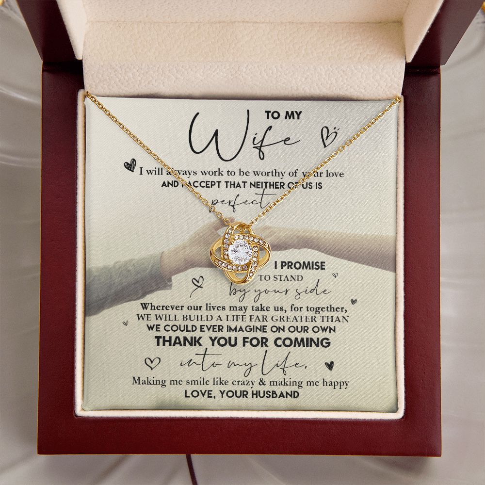 Wife Thank You For Coming, Love Knot Necklace, Romantic Gift For Wife From Husband