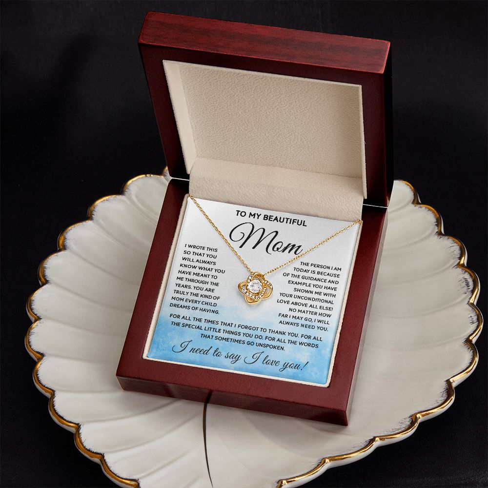 Mom I Wrote This, Love Knot Necklace, Mother's Day Gift For Mom
