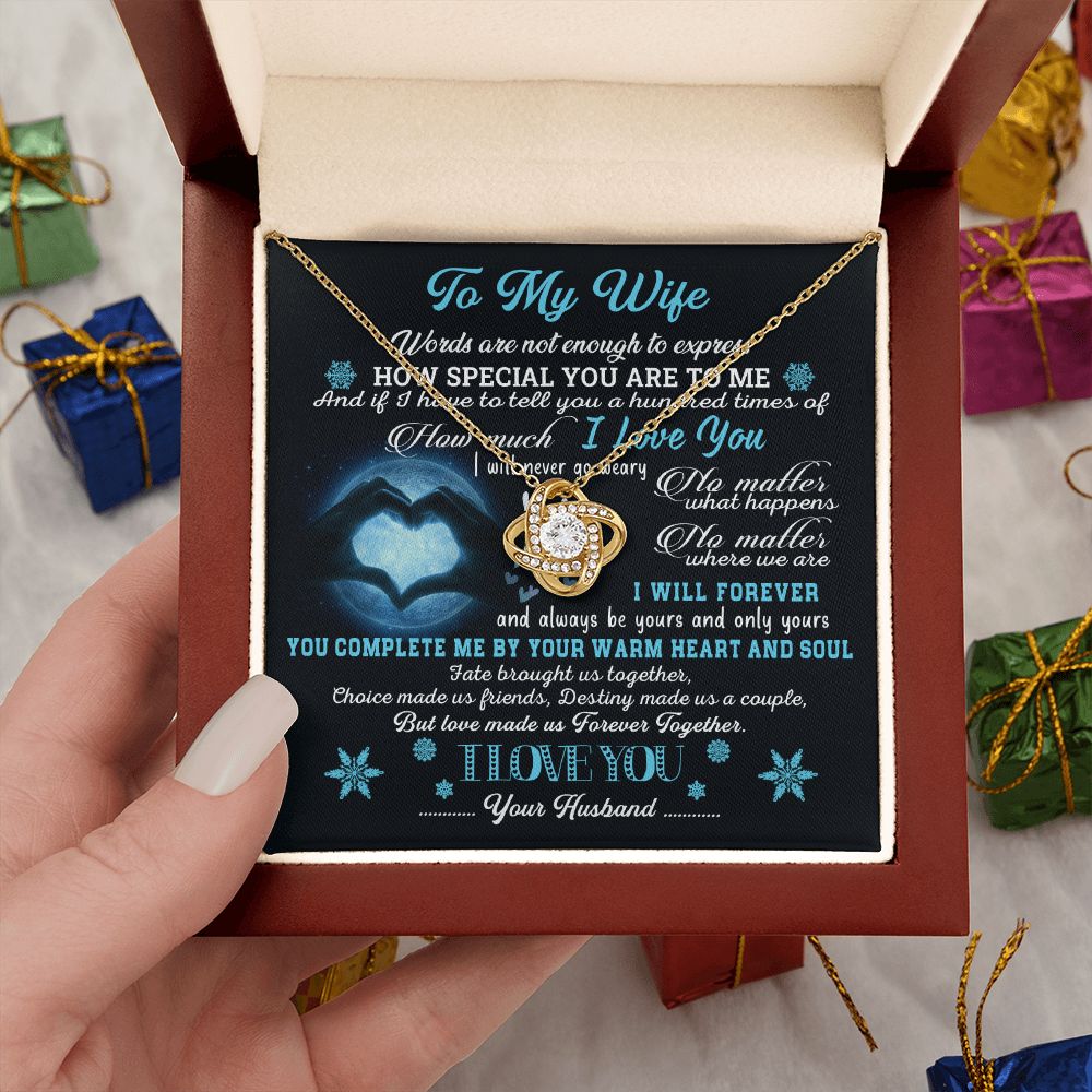 Wife Warm Heart And Soul, Love Knot Necklace, Romantic Gift For Wife