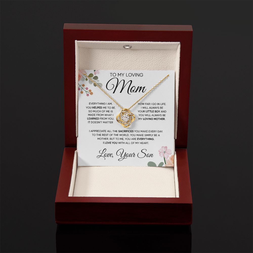 To My Loving Mom - Love You With All My Heart, Love Knot Necklace