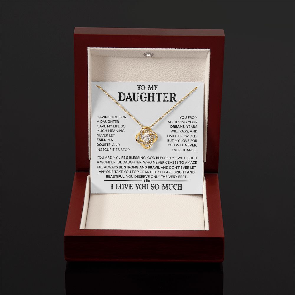 To My Daughter - Bright And Beautiful, Love Knot Necklace
