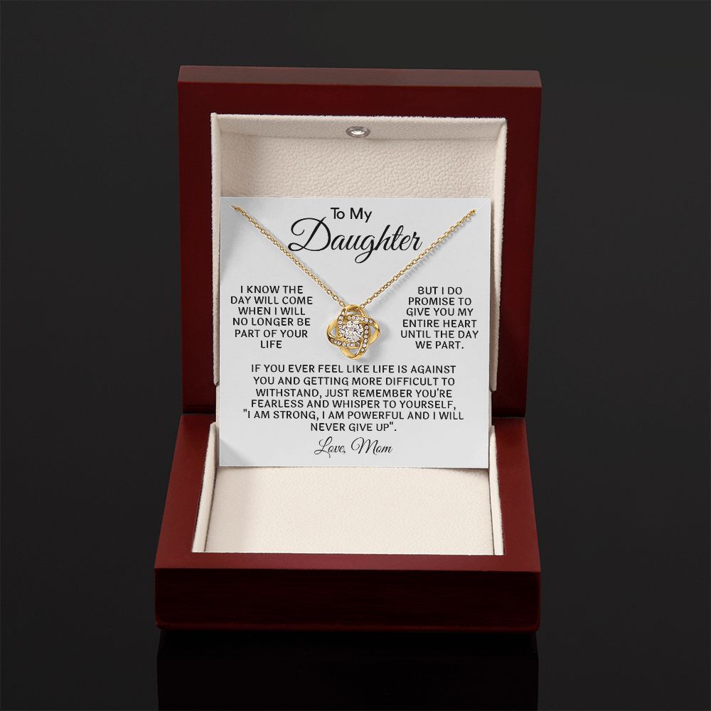 To My Daughter - Never Give Up, Love Knot Necklace