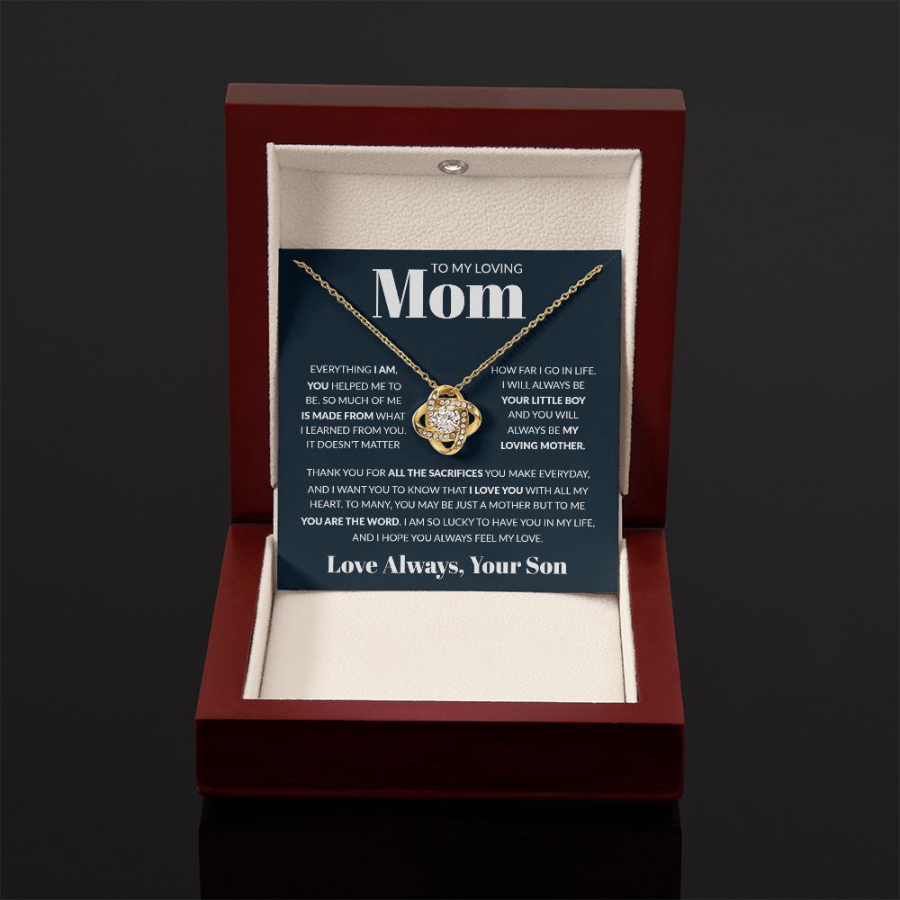 To My Loving Mom - You Are The World, Love Knot Necklace