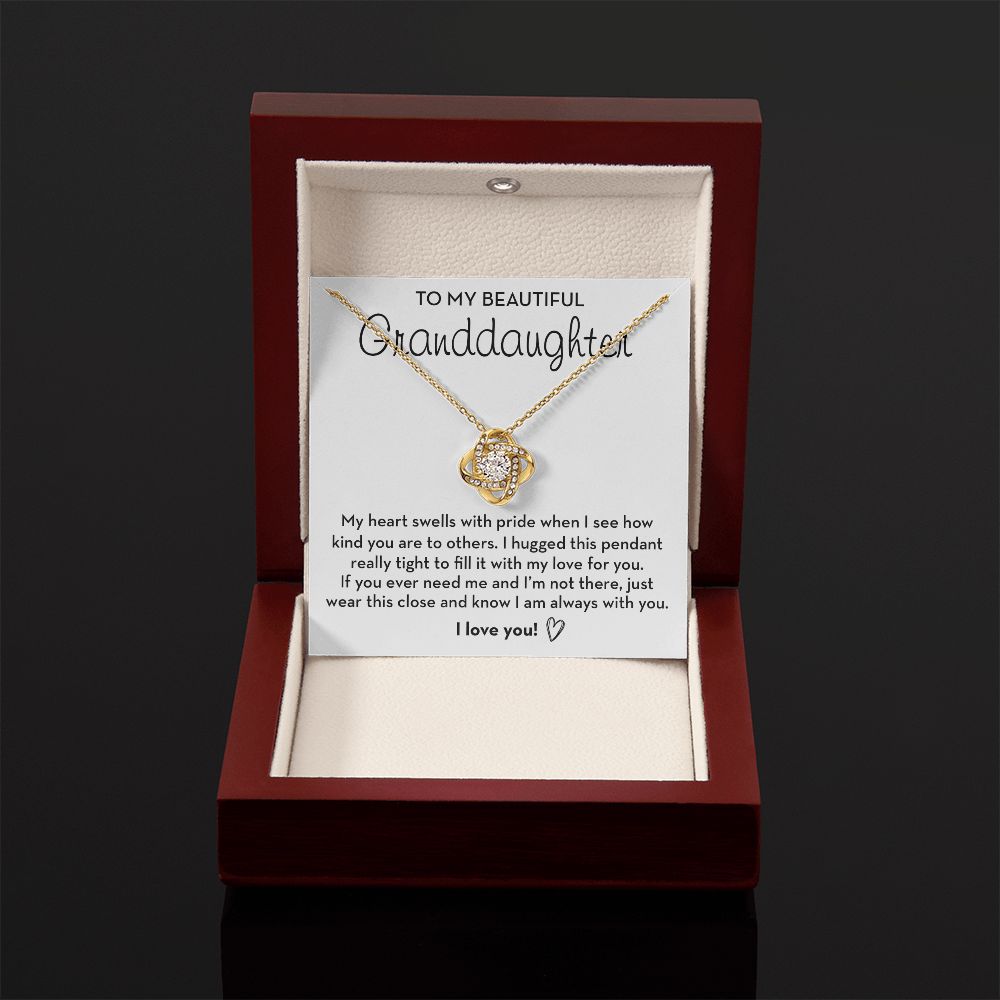 To My Beautiful Granddaughter - I Am Always With You, Love Knot Necklace