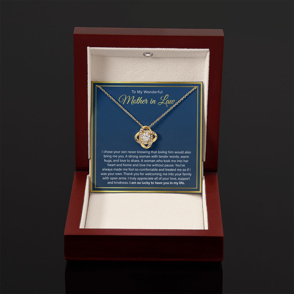 To My Wonderful Mother in Law - So Lucky To Have You In My Life, Love Knot Necklace