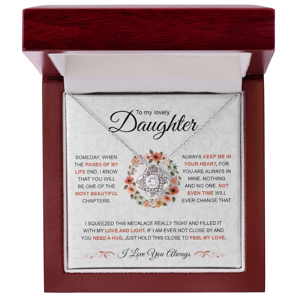Daughter The Pages Of My Life | Best Gift For Your Daughter | Love Knot Necklace