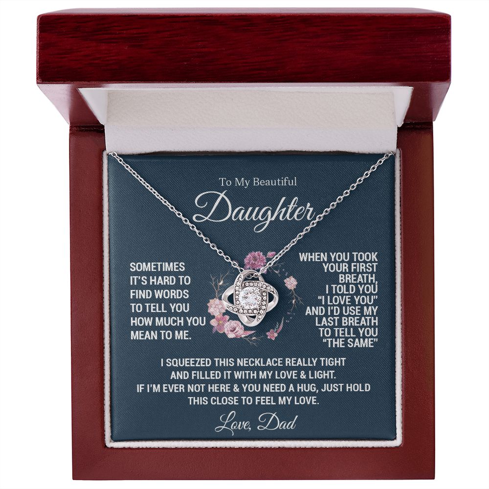 To My Daughter | When you took your first breath | Version Blue | Love Knot Necklace