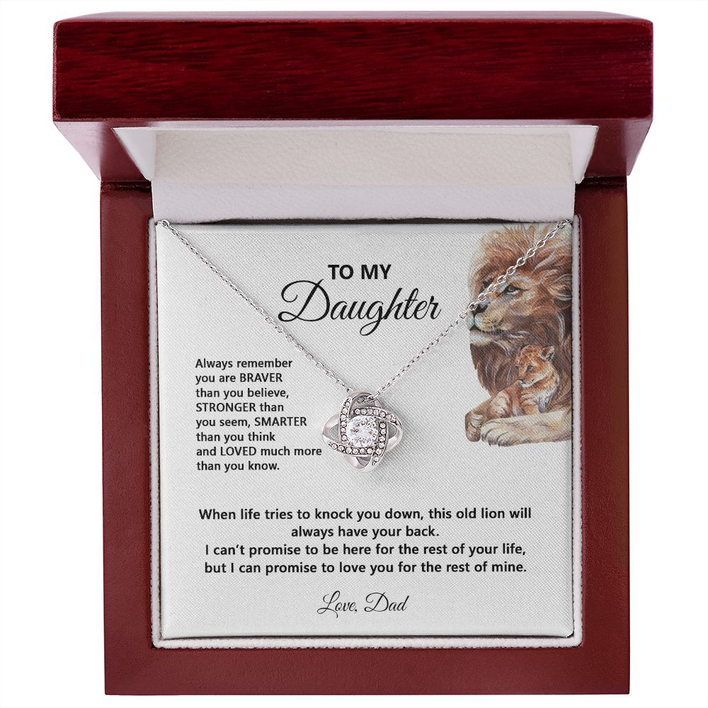 Daughter When Life Tries To Knock You Down | Gift For Daughter From Dad | Love Knot Necklace