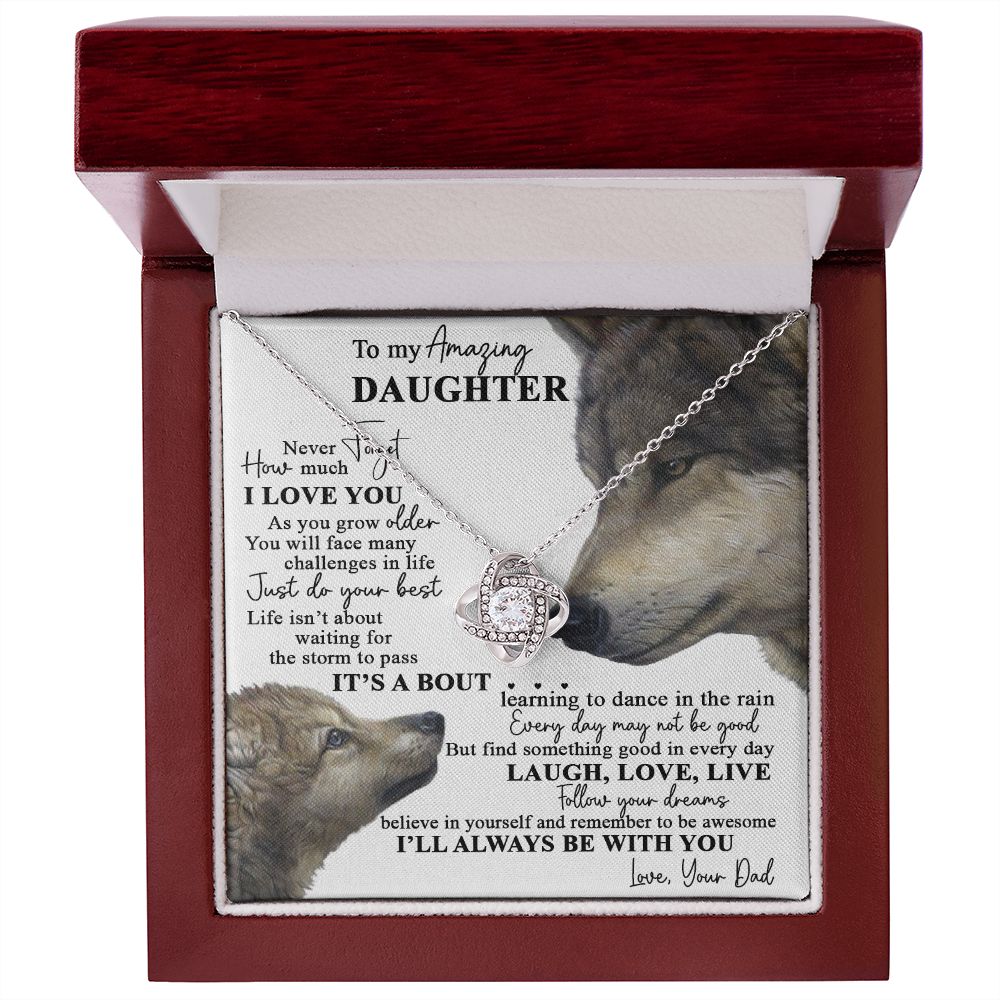 To My Amazing Daughter | Laugh Love Live | Love Knot Necklace Gift From Dad