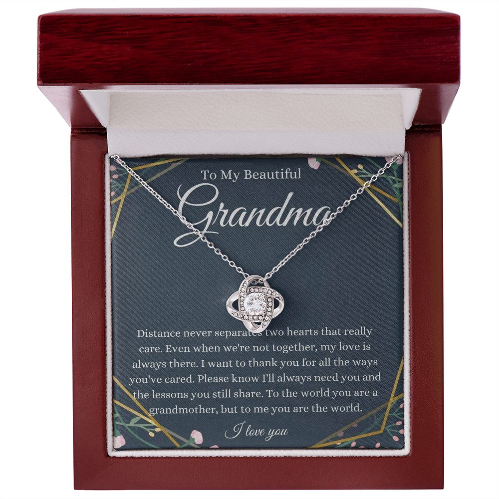 To My Grandma I You Are The World I Love Knot Necklace