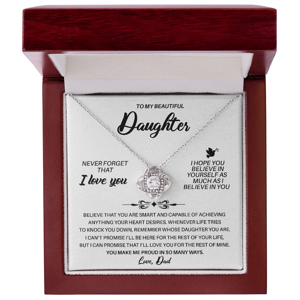To My Daughter, I Proud Of you, Love Knot Necklace Gift