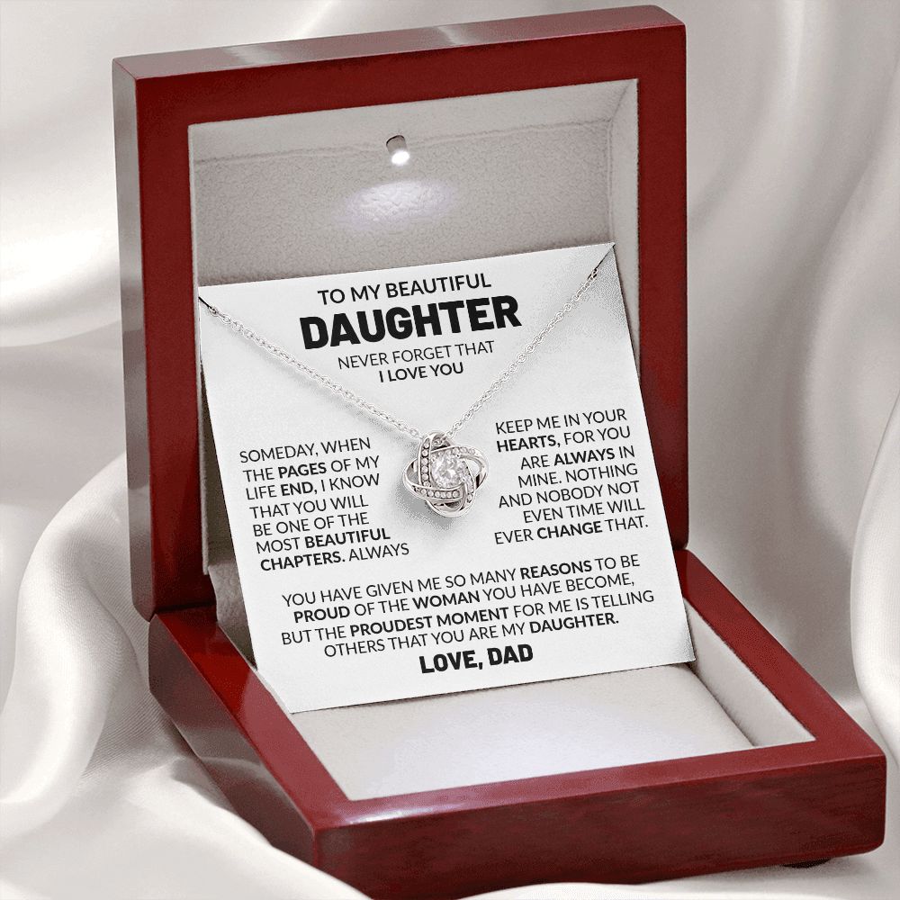 To My Beautiful Daughter - I Proud That You Are My Daughter, Love Knot Necklace