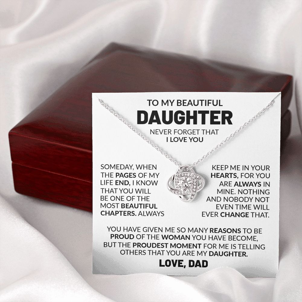 To My Beautiful Daughter - I Proud That You Are My Daughter, Love Knot Necklace