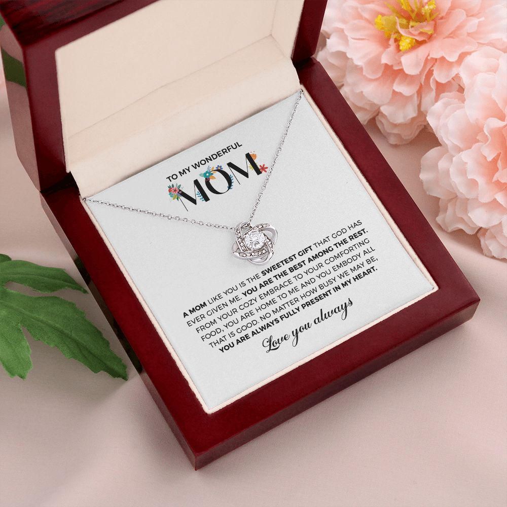 Mom Sweetest Gift, Love Knot Necklace, Anniversary Gift Idea For Mom