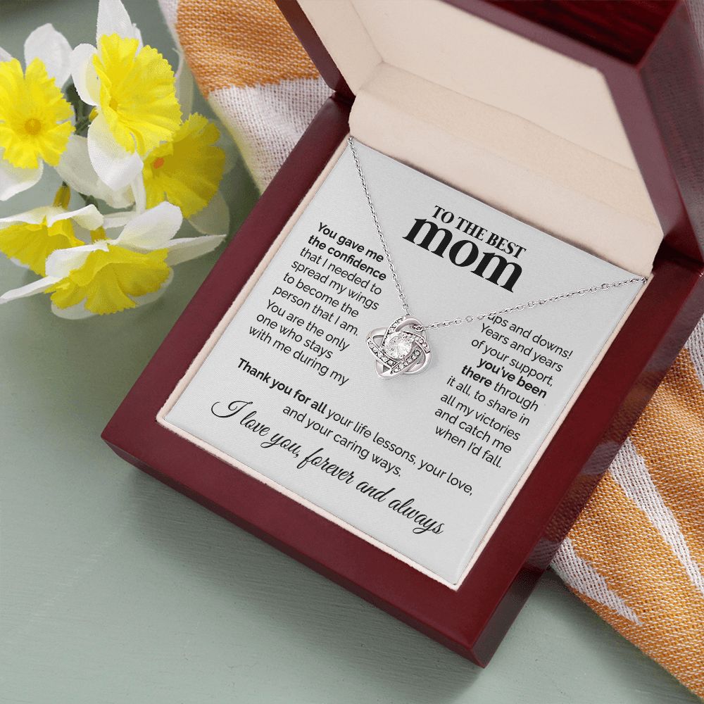Mom Spread My Wings, Love Knot Necklace, Mother's Day Gift Idea For Mother