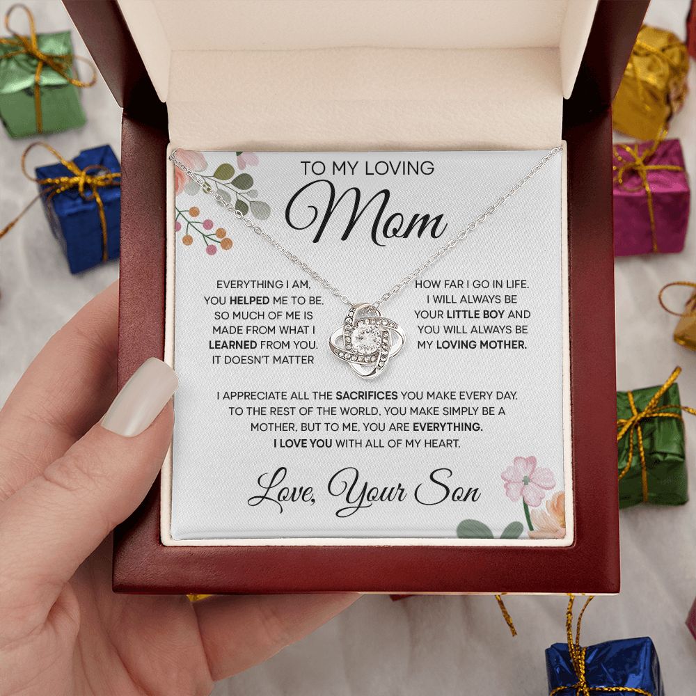 To My Loving Mom - Love You With All My Heart, Love Knot Necklace