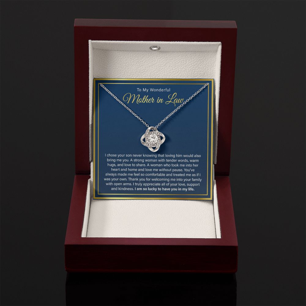 To My Wonderful Mother in Law - So Lucky To Have You In My Life, Love Knot Necklace