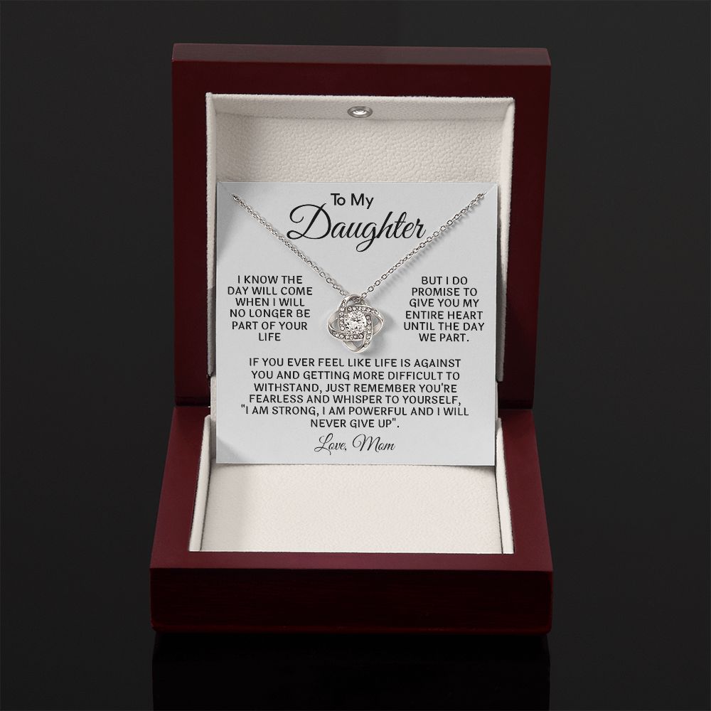To My Daughter - Never Give Up, Love Knot Necklace