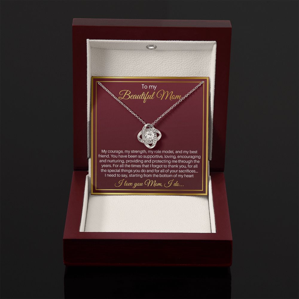 To My Mom - I Love You From The Bottom Of My Heart, Love Knot Necklace Gift