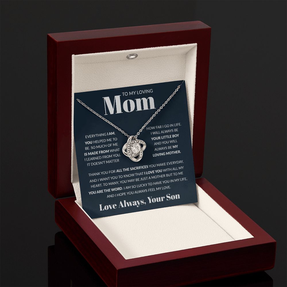 To My Loving Mom - You Are The World, Love Knot Necklace