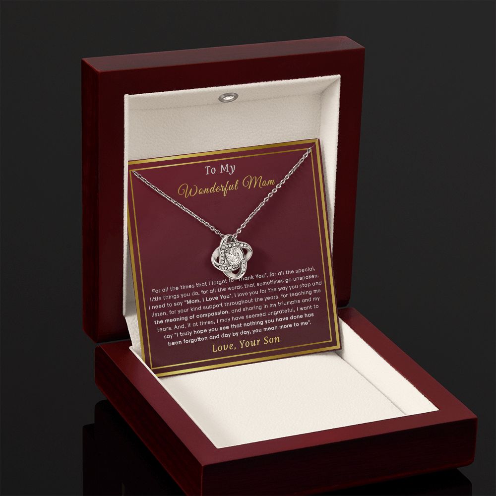 To My Mom - Thank You For The Special Things You Do, Love Knot Necklace Gift To Mom