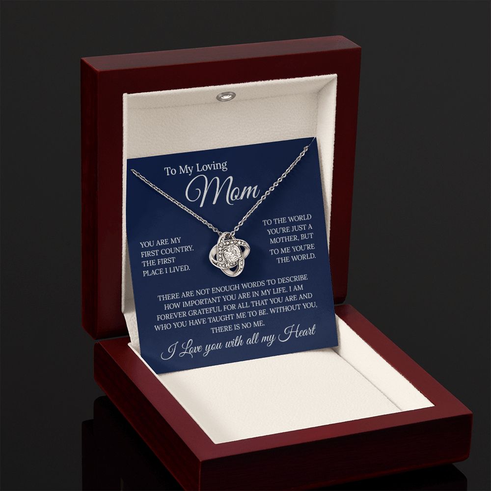 To My Loving Mom - You Are The World, Love Knot Necklace