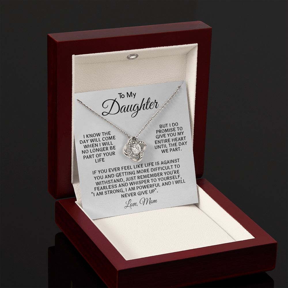 To My Daughter - Never Give Up, Love Knot Necklace