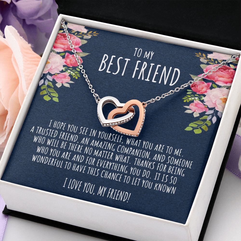 To My Best Friend | Amazing Companion | Interlocking Hearts necklace